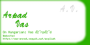 arpad vas business card